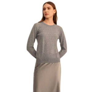 Inhabit Cashmere  Roundneck Slim Sweater in Grey S